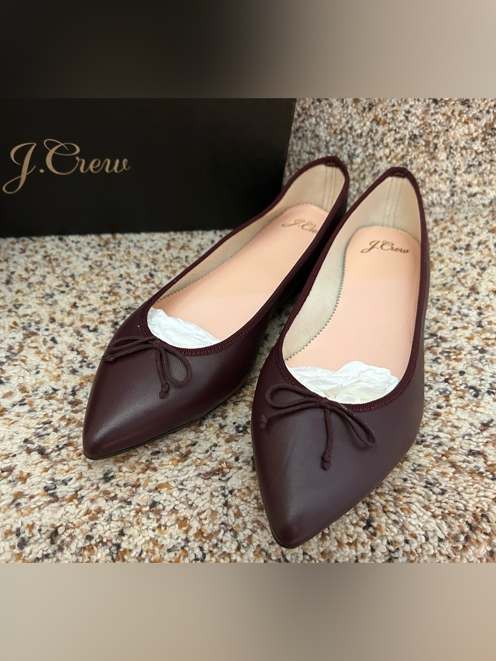 J. Crew Women Leather Classic Gemma Ballet Size 7 in Vintage Burgundy